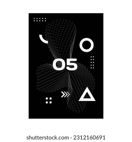 Black and white abstract trance poster isolated