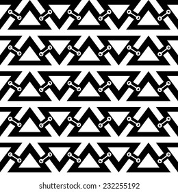 Black white abstract triangle clasp seamless pattern