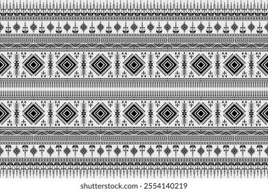 Black and white abstract tribal ethnic pattern. Native geometric Aztec seamless. Tribal seamless pattern. Traditional cloth decoration art print design for fabric, textile, wallpaper, wrapping, sarong