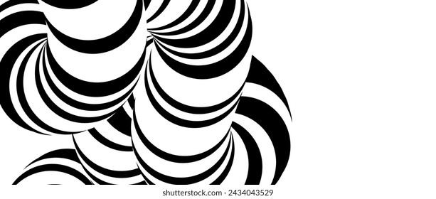 Black and white abstract tubes background. Striped twisted cords concept wallpaper. Liquid line pipes shape for banner, poster, flyer, booklet, brochure or leaflet. Vector fluid flow backdrop overlay