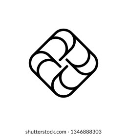 black white abstract twist Square Initial Letter A Link Connection Rotate Logo Design Inspiration