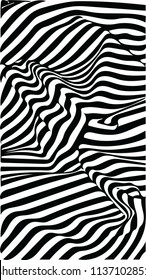 Black & white abstract vector background with optical illusion. Can be used for poster, cover, booklet and much more