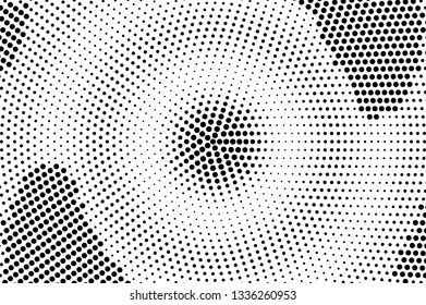 Black and white abstract vector background. Centered grungy texture. Monochrome dotted vector background. Retro halftone overlay. Vintage distressed effect. Perforated texture