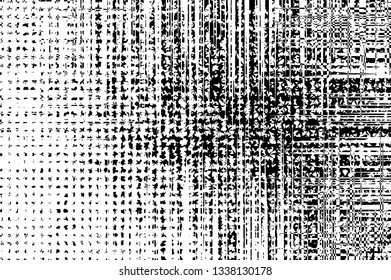 Black and white abstract vector background. Technological distressed texture. Monochrome gradient vector background. Retro halftone overlay. Vintage distressed effect. Industrial texture