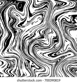 Black and white abstract vector background with curved colorful lines and swirls. Marble texture background.