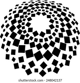 Black and white abstract vector dotted circle square background