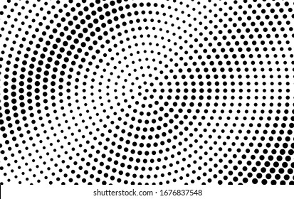 Black white abstract vector halftone. Centered half tone shading texture. Retro effect overlay. Diagonal dotted gradient. Dot pattern on transparent backdrop. Industrial halftone perforated texture