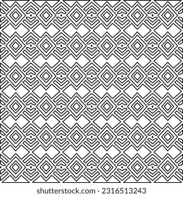 Black and white abstract vector image. Stylish texture with figures from lines for web page, textures, card, poster, fabric, textile. Monochrome graphic repeating design. Monochrome pattern.