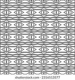 Black and white abstract vector image. Stylish texture with figures from lines for web page, textures, card, poster, fabric, textile. Monochrome graphic repeating design. Monochrome pattern.