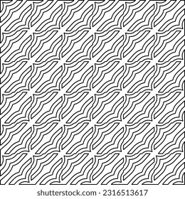 Imagen vectorial abstracta en blanco y negro. Textura elegante con figuras de líneas para página web, texturas, tarjeta, afiche, tela, textil. Diseño repetitivo gráfico monocromo. Patrón monocromo.