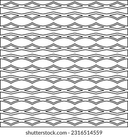 Black and white abstract vector image. Stylish texture with figures from lines for web page, textures, card, poster, fabric, textile. Monochrome graphic repeating design. Monochrome pattern.