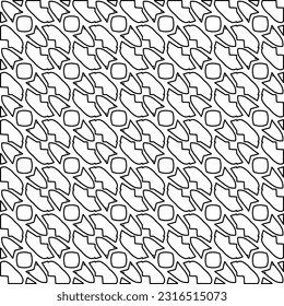 Black and white abstract vector image. Stylish texture with figures from lines for web page, textures, card, poster, fabric, textile. Monochrome graphic repeating design. Monochrome pattern.