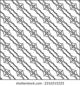 Black and white abstract vector image. Stylish texture with figures from lines for web page, textures, card, poster, fabric, textile. Monochrome graphic repeating design. Monochrome pattern.