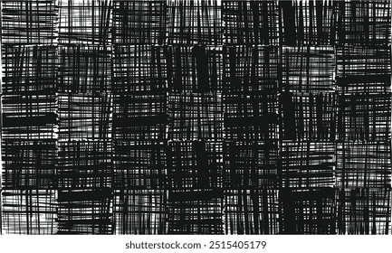 Black and white abstract vector lines in square blocks: geometric pattern for fabric prints and graphic designing.