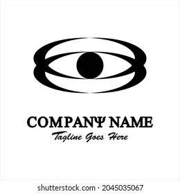 Black and white abstract vector logo. sharp eye shape oval and point illustration.  Logo template for business. Simple and cool