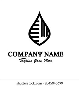 Black and white abstract vector logo. black monoline leaf illustration. Logo template for business. Simple and cool