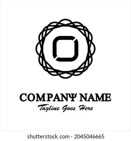 Black and white abstract vector logo. stacked rotating box monoline illustration.  Logo template for business. Simple and cool