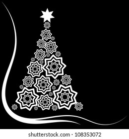 Black and white abstract vector tree