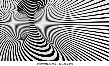 Black and white abstract vector tunnel