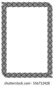 Black and white abstract vertical frame. Guilloche border for certificate or diploma, isolated. Vector clip art.