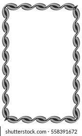 Black and white abstract vertical frame. Guilloche border for certificate or diploma, isolated. Vector clip art.
