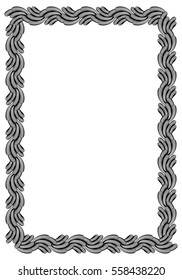 Black and white abstract vertical frame. Guilloche border for certificate or diploma, isolated. Vector clip art.