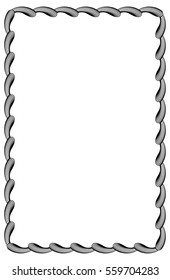 Black and white abstract vertical frame. Guilloche border for certificate or diploma, isolated. Vector clip art.