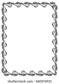 Black and white abstract vertical frame. Guilloche border for certificate or diploma, isolated. Vector clip art.