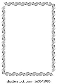Black and white abstract vertical frame. Guilloche border for certificate or diploma, isolated. Vector clip art.