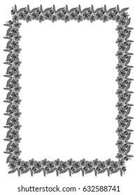 Black and white abstract vertical frame. Copy space. Vector clip art.