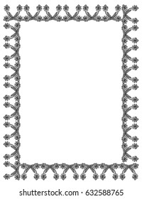 Black and white abstract vertical frame. Copy space. Vector clip art.