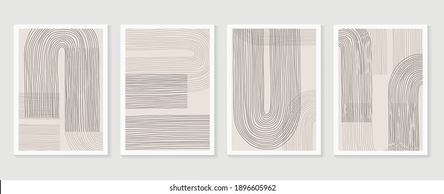 Vector de artes murales abstractas en blanco y negro. Dibujo a mano Diseño de formas orgánicas para impresiones enmarcadas en pared, impresiones de lienzo, afiche