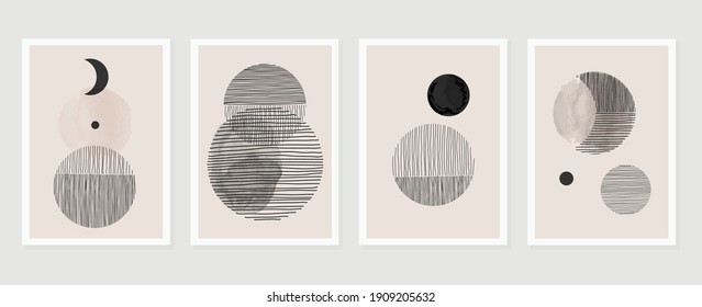 Vector de fondo de las artes murales abstractas en blanco y negro. Dibujo a mano Diseño de forma orgánica para impresiones enmarcadas en pared, impresiones de lienzo, afiche, decoración doméstica, cubierta, papel tapiz. Ilustración del vector