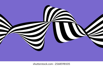 Black and white abstract wave wave design with optical illusion. Abstract geometric background.
