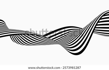 Black and white abstract wave flow, optical illusion.