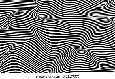 black and white abstract wave moving background.
