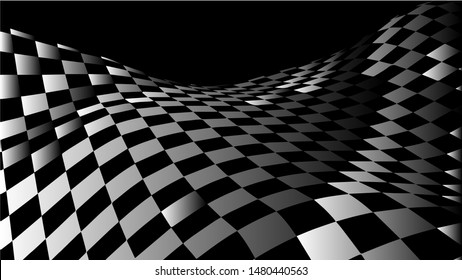 Black and white abstract wave. Optical illusion. Twisted vector illustration.