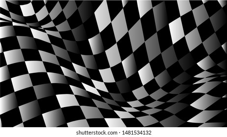 Black and white abstract wave. Optical mosaic. Twisted vector illustration.