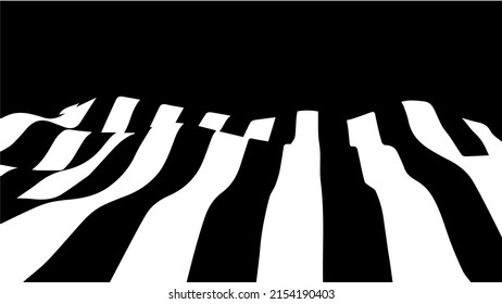 Black and white abstract wave. Optical illusion. Twisted vector illustration.