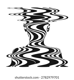 Black and white abstract wave pattern design with dynamic fluid motion and swirling textures for artistic or decorative use