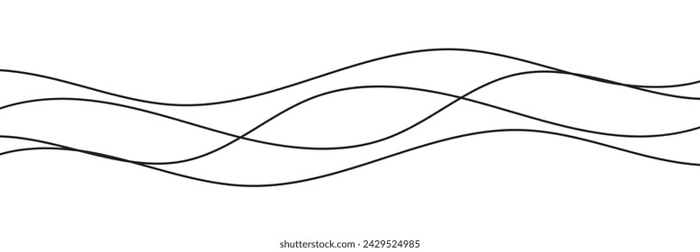  black and white abstract wave thin curved lines graphic for design, coloring abstract thin wave