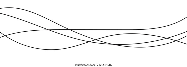  black and white abstract wave thin curved lines graphic for design, coloring abstract thin wave
