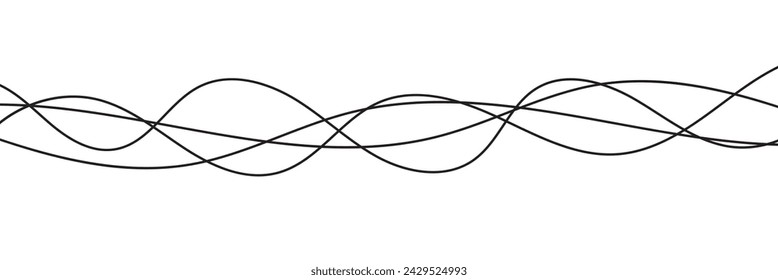  black and white abstract wave thin curved lines graphic for design, coloring abstract thin wave