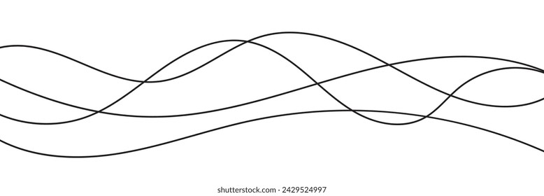 black and white abstract wave thin curved lines graphic for design, coloring abstract thin wave