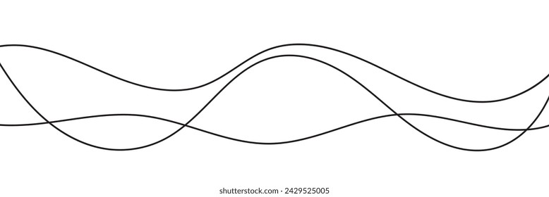  black and white abstract wave thin curved lines graphic for design, coloring abstract thin wave