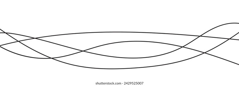  black and white abstract wave thin curved lines graphic for design, coloring abstract thin wave