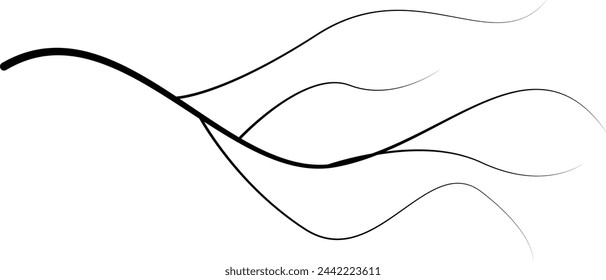 black and white abstract wave thin curved lines graphic for design, coloring abstract thin wave