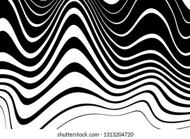 Black and white abstract waves. Modern Vector Background