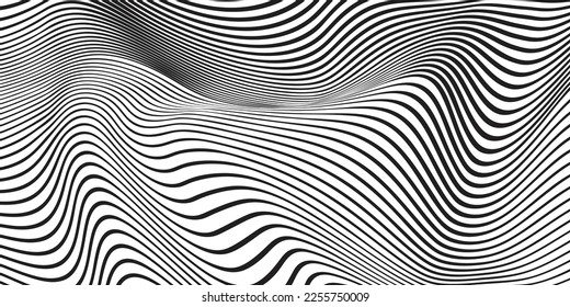 black and white abstract wavy background