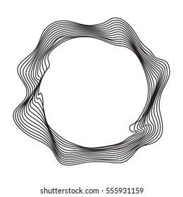 Black and white abstract wavy circle template.